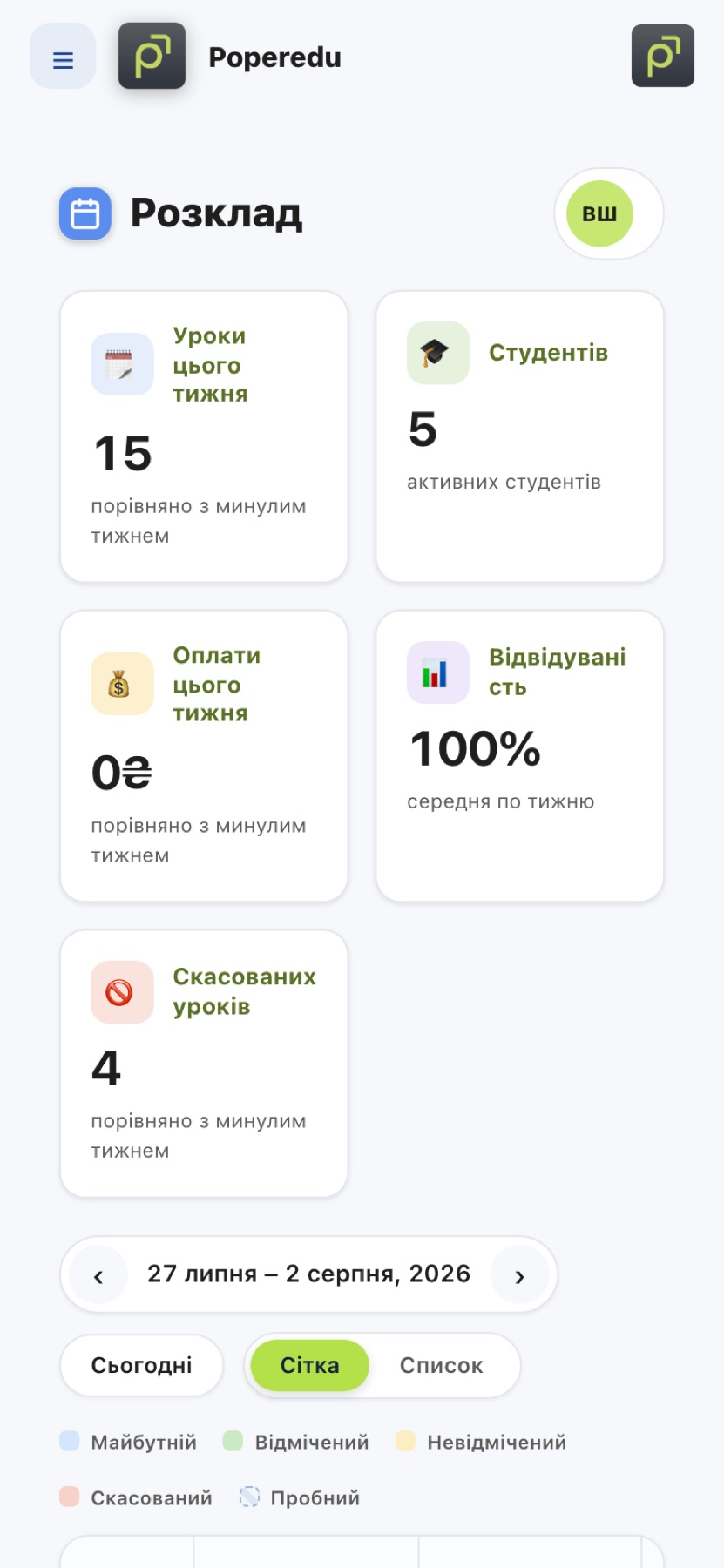 Мобільна версія Poperedu
